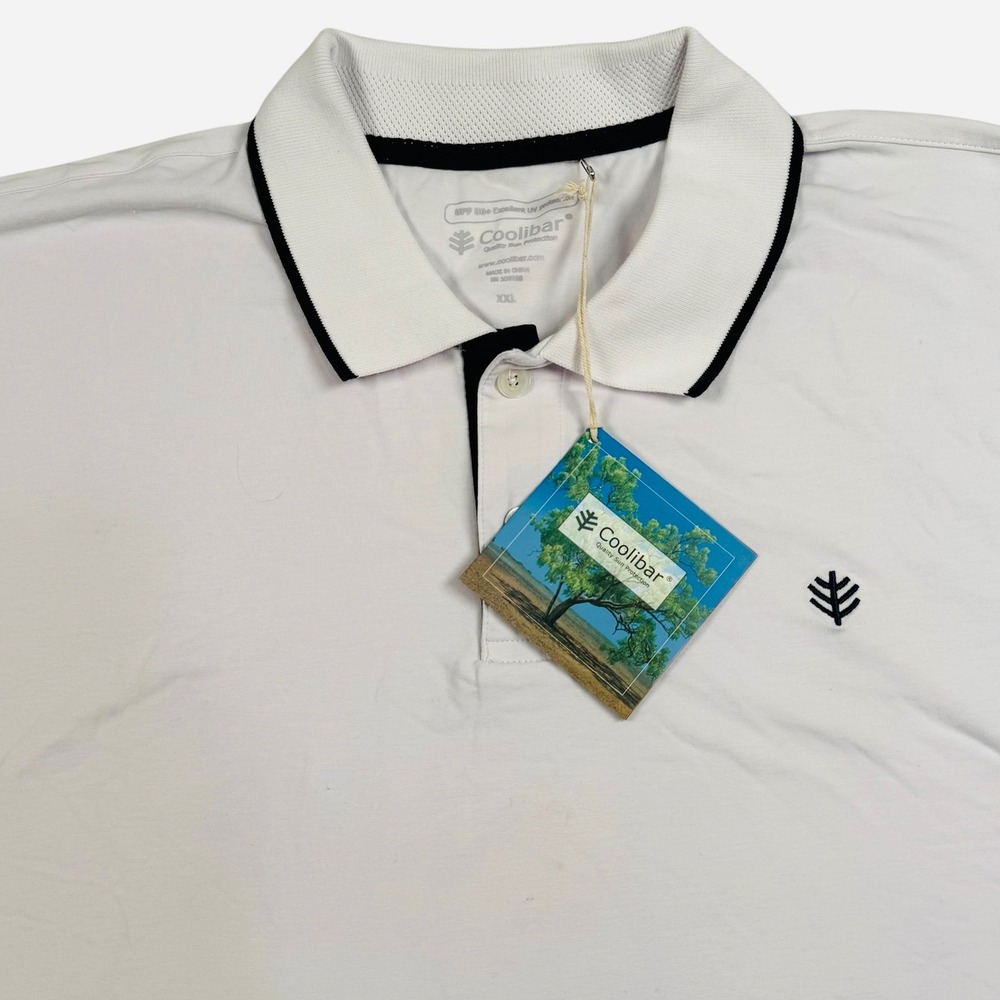 Coolibar Polo Shirt Mens XXL White‎ UPF 50+ Sun Protection Gorpcore Outdoor New